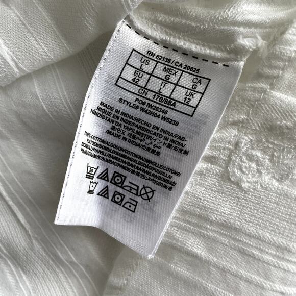 Y2K Guess White Mesh Embroidery Snap Button Women's Shirt Size L - Picture 14 of 16